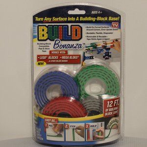 NEW Bonanza Building Block Lego Tape 4 Pack of 3 Ft Rolls- works w/top brands